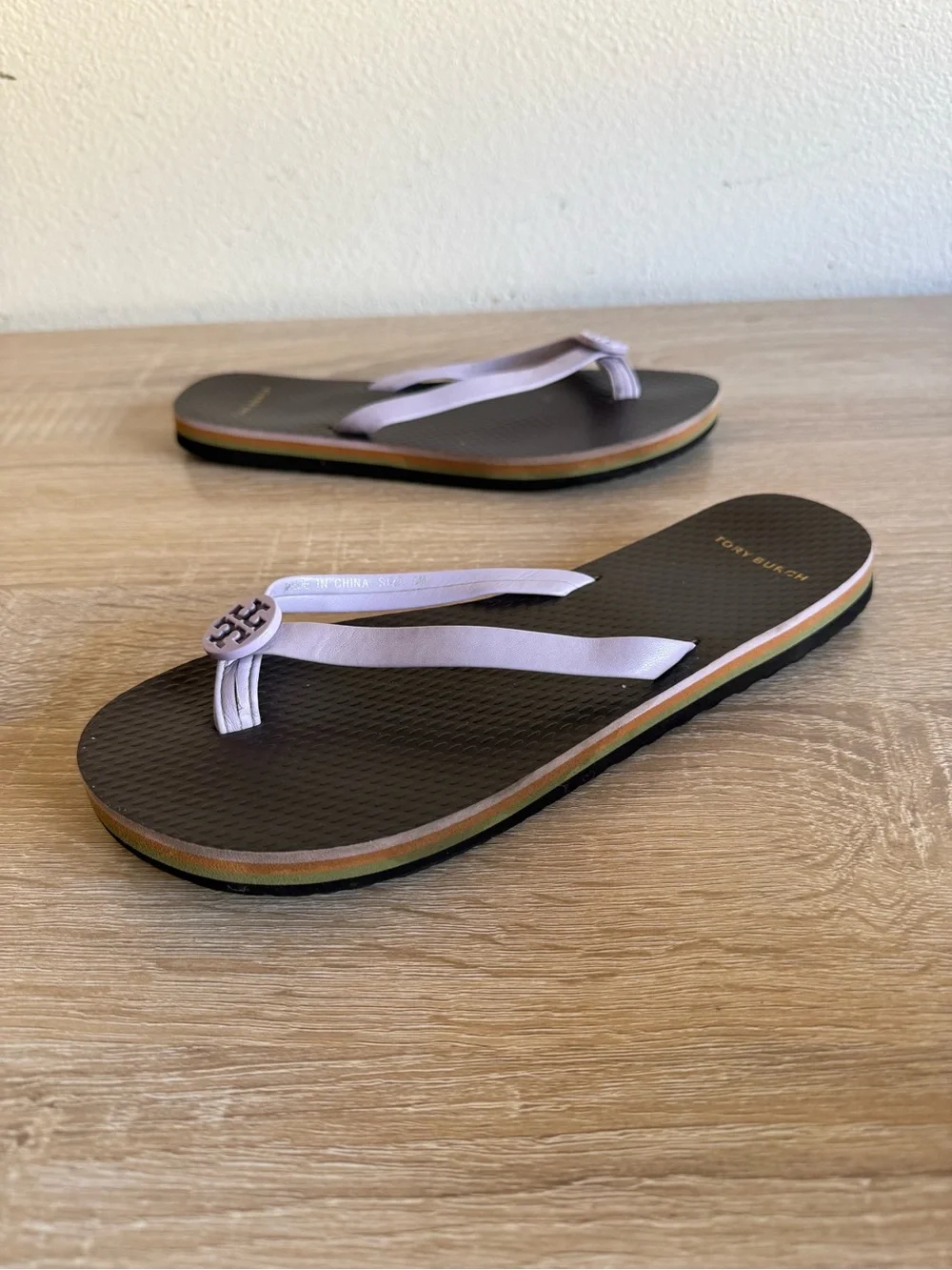 Tory Burch Minnie flip-flops brown /lilac women’s Sz 6